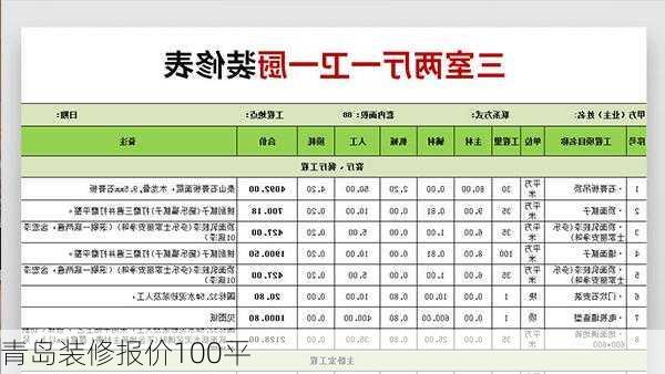 青岛装修报价100平