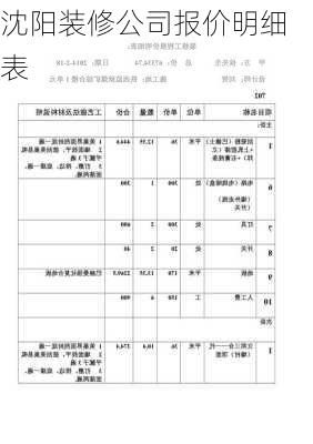 沈阳装修公司报价明细表