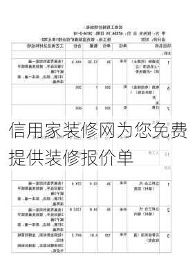 信用家装修网为您免费提供装修报价单