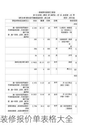 装修报价单表格大全