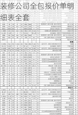 装修公司全包报价单明细表全套