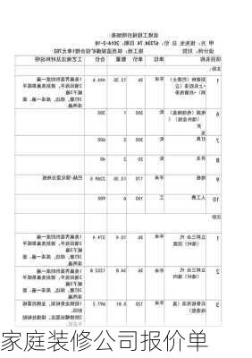 家庭装修公司报价单