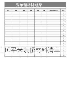 110平米装修材料清单