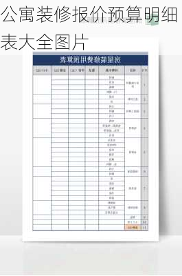 公寓装修报价预算明细表大全图片