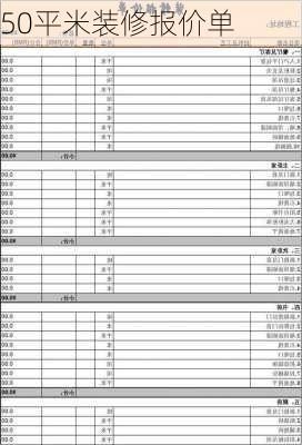 50平米装修报价单