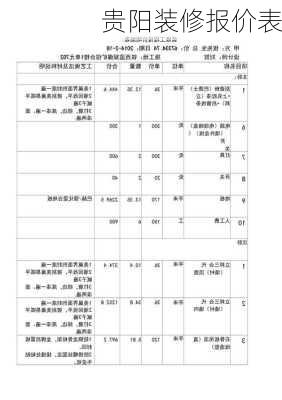 贵阳装修报价表