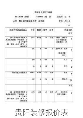 贵阳装修报价表